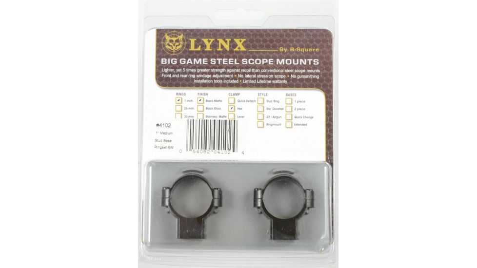 B-Square Lynx Big Game Steel Rifle Scope Rings