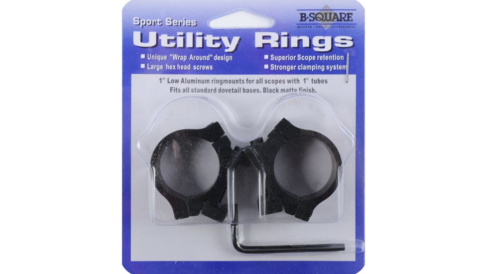 B-Square Sports Utility Weaver Aluminum 1in Rings, Low, Black 1008625