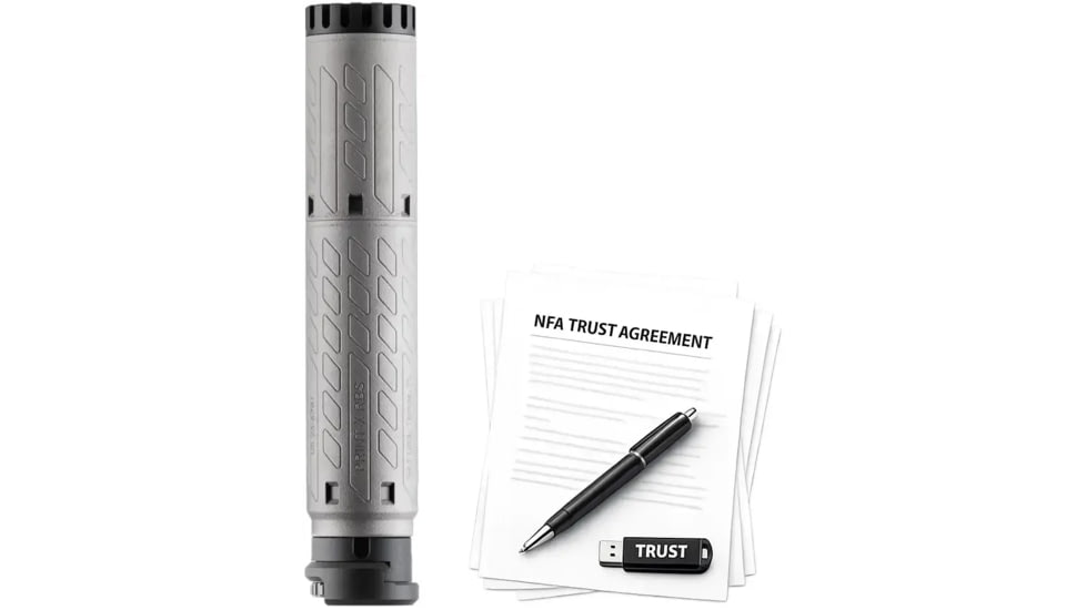 B&amp;T Print-X SQD 40/10 Modular Ti .40 S&amp;W Suppressor, 1.7x9.2 in, Grey, w/ NFA Trust Registration, 100000231951-KIT1