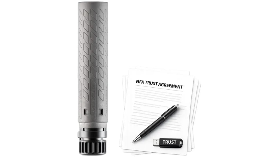 B&amp;T Print-XH RBS Full Size Ti 5.56 Suppressor, 1.7x7.1in, Black, w/ NFA Trust Registration, 100000231942-KIT1