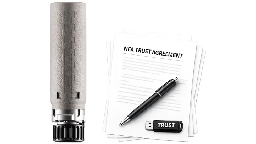 B&amp;T Print-XH RBS Sub-Compact Ti 5.56x45mm NATO Suppressor, 1.7x5 in, Black, w/ NFA Trust Registration, 100000231943-KIT1