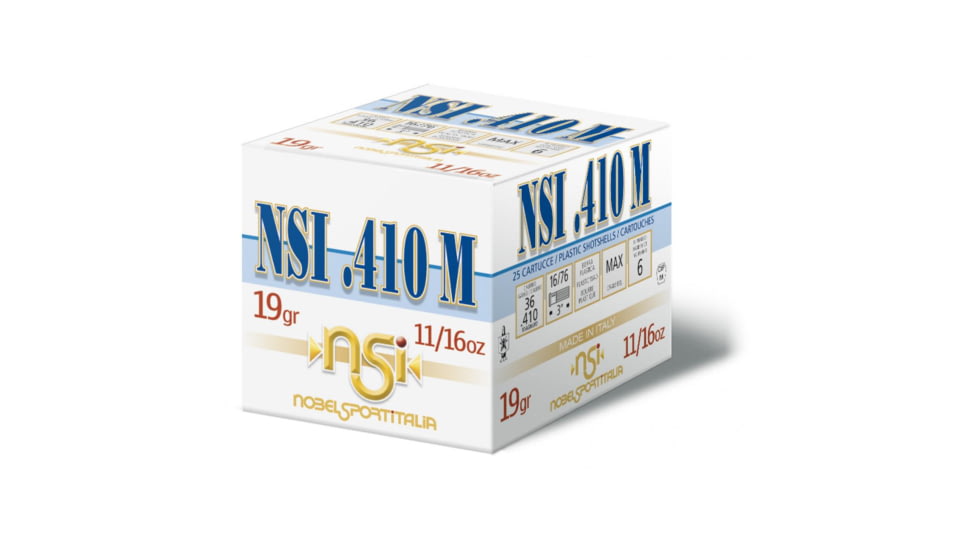 Nobelsport Sport .410 M .410 Gauge 11/16 oz 3in Shotgun Ammo, #6, 25 Rounds, ANS4136