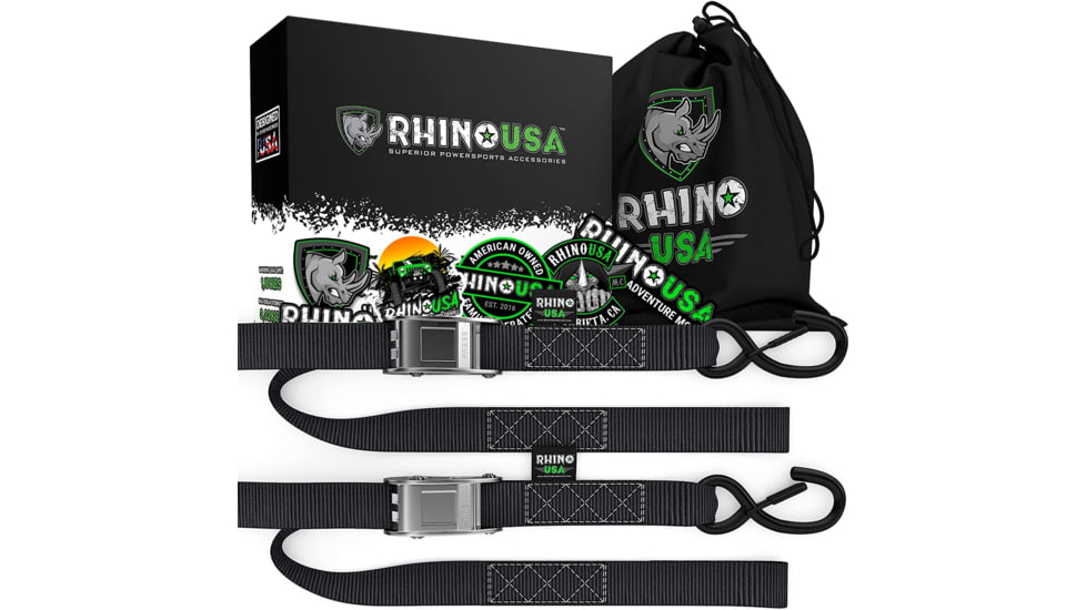 Rhino USA 1.5 x 8 Cambuckle Tie-Down Straps 2-Pack A4566D83, Yellow, RNO-CAMSOFT-YLW