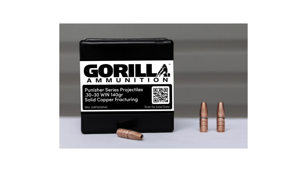 Gorilla Ammunition .30-30 Winchester 140 Grain Solid Copper Brass Case Rifle Ammo, 50 Rounds, Cooper, 50 Rounds, gpf-126814