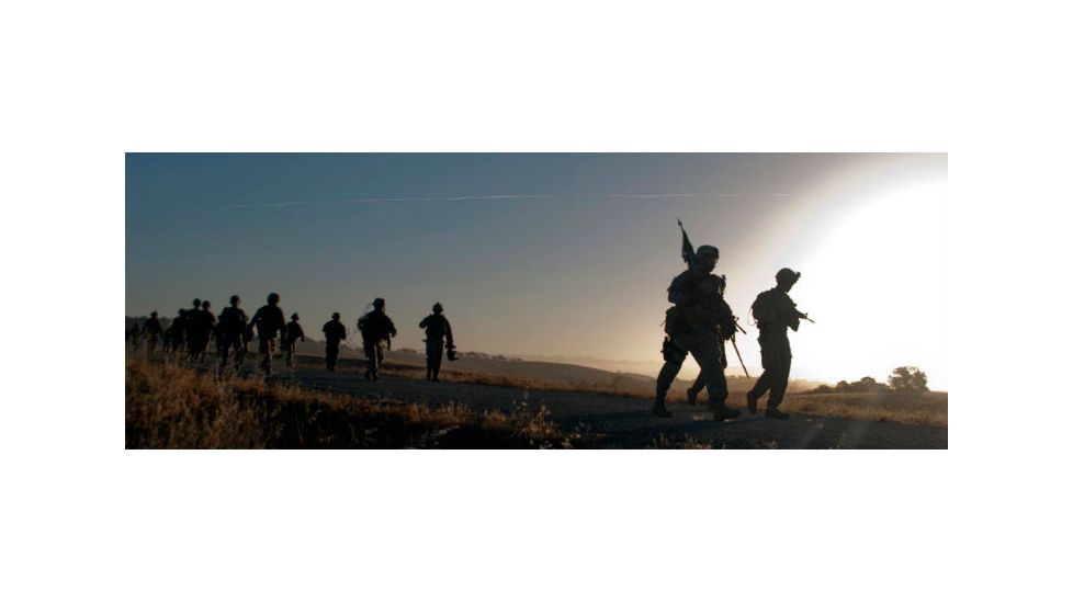 Military ruck march with backpacks