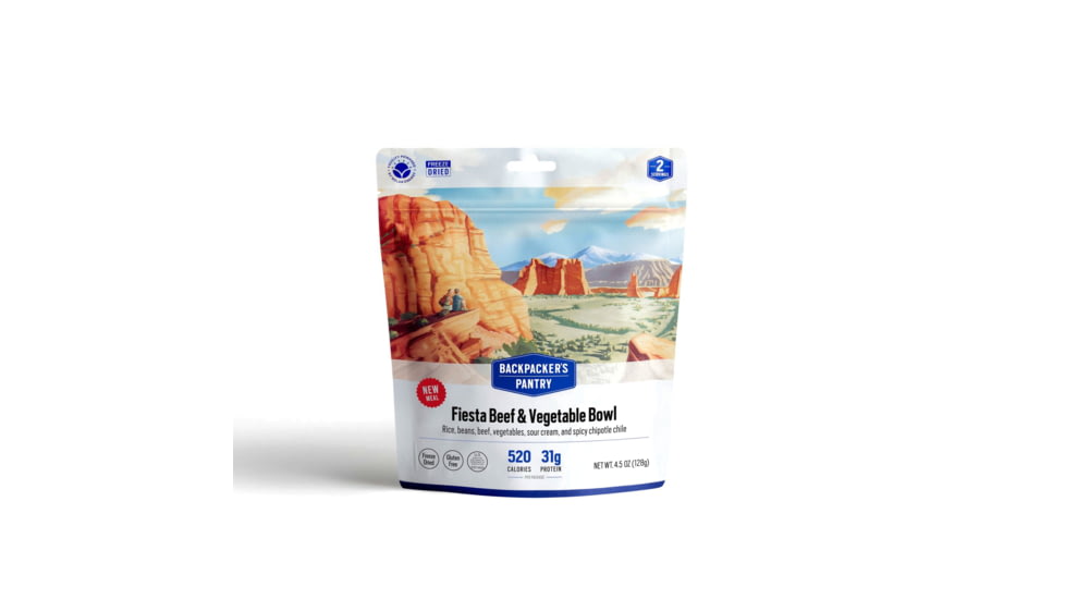 Backpackers Pantry Fiesta Beef and Vegetable Bowl Dehydrated Food, 520 Cal, 31g Protein, Natural, 4.5 oz, 102402