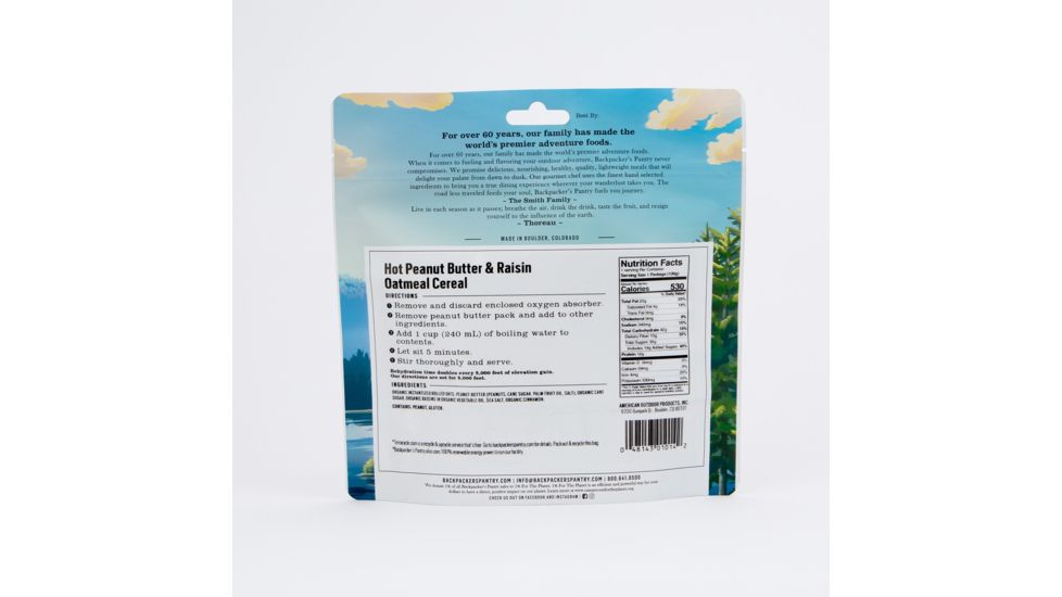 Backpackers Pantry Hot Peanut Butter and Raisin Oatmeal Cereal, 1 Serving 101014