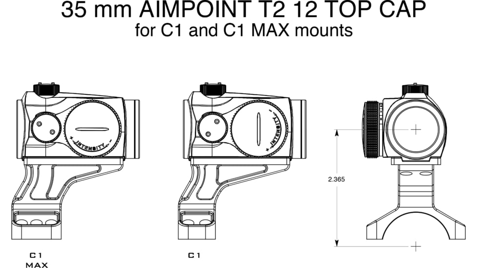 Badger Ordnance Condition One 12 O'clock Top Optical Red Dot Sight Mount, 35mm, Aimpoint Micro, Black, 700-115B
