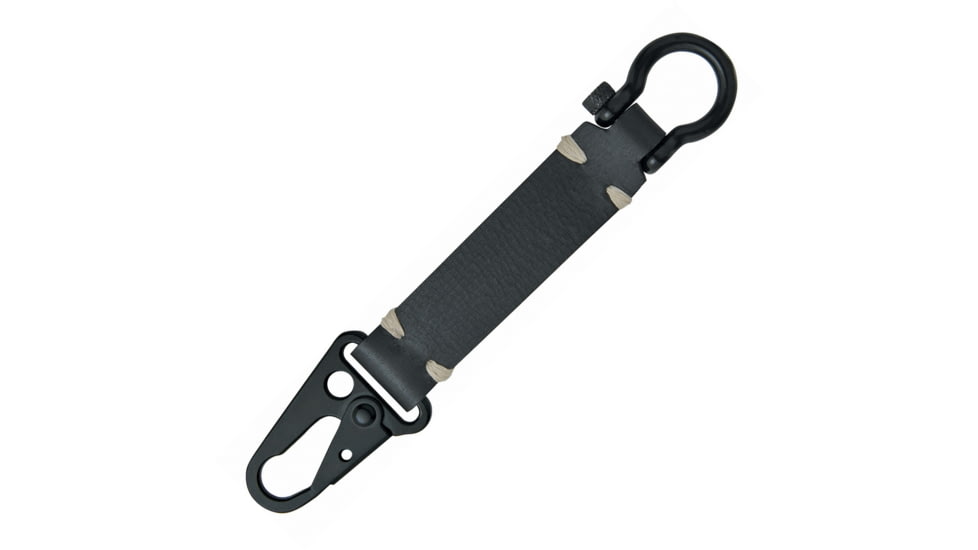 Baladeo Colonel Keychain Carabiner with Black Leather, 6.25in X 1.25in X .43in, Key Holder With Black Leather And Painted Steel Tactical Snap Shackle And Omega Shackle, EDC002