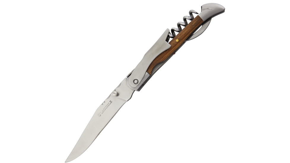 Baladeo SomLaguiole Waiters Linerlock Folding Knife, 3.75in 420 SS Blade, Brown Zebra Wood Handle, SS Bolster, Thumb Stud, Corkscrew, Features Corkscrew And Bottle Opener, DUB146