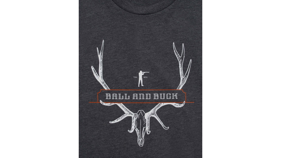Ball and Buck Elk Skull Heritage T-Shirt - Mens, Charcoal, Small, 213190401-S