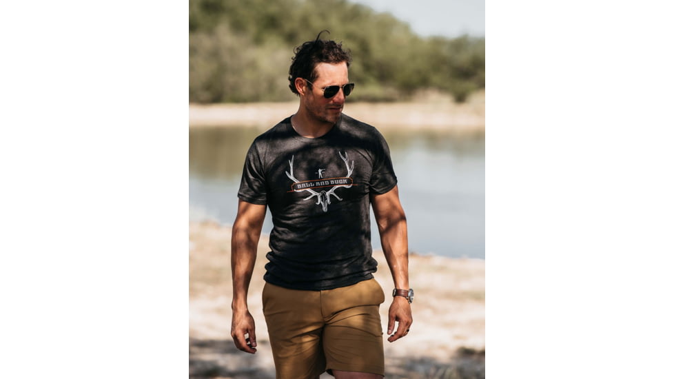 Ball and Buck Elk Skull Heritage T-Shirt - Mens, Charcoal, Small, 213190401-S