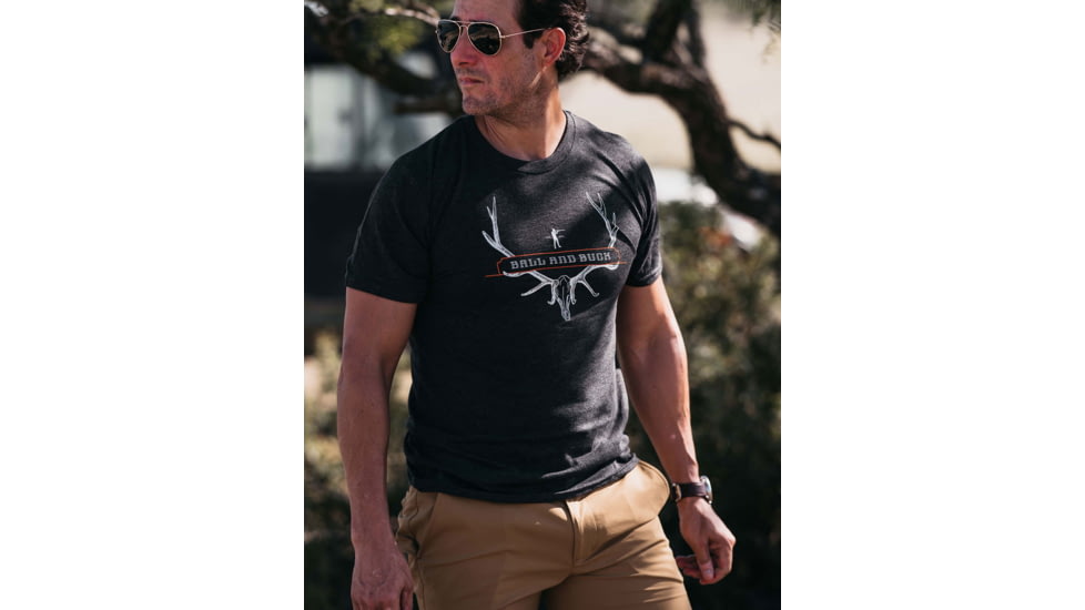 Ball and Buck Elk Skull Heritage T-Shirt - Mens, Charcoal, Small, 213190401-S
