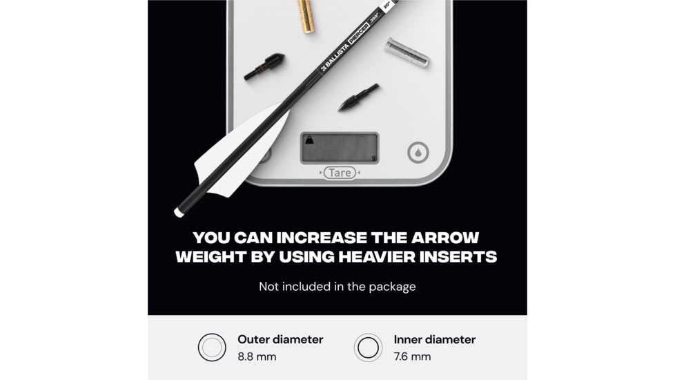 Ballista Piercer 20 in 2-Vanes Crossbow Bolts, Pack of 6, BAL-BL-07