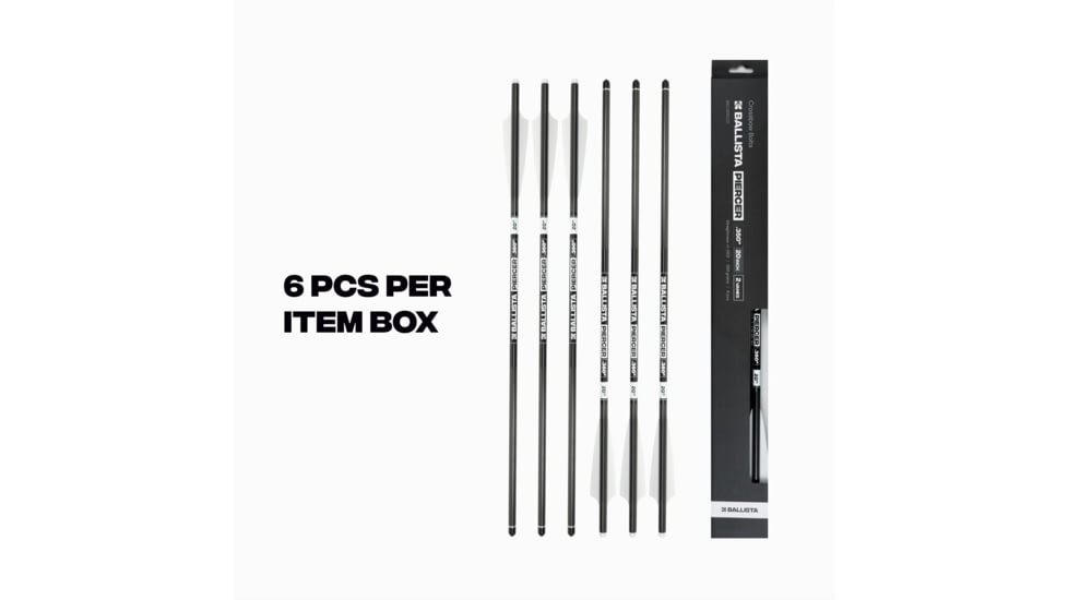 Ballista Piercer 20 in 2-Vanes Crossbow Bolts, Pack of 6, BAL-BL-07