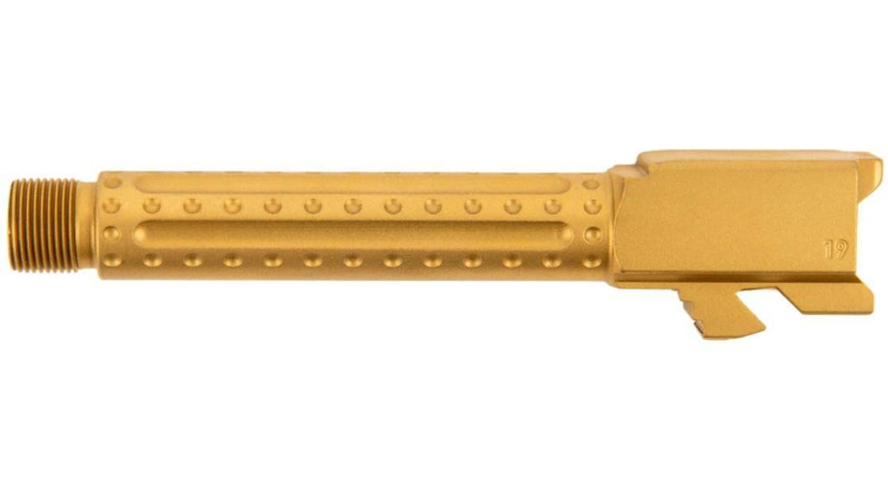 Ballistic Advantage Pistol - Barrel - Threaded, Glock 19 Gen 3-5, 9mm Luger, 1-10 Twist, 1/2x28 TPI, 416R Stainless Steel, PVD, Bomber Fluting, Gold, BAPSG195T2G