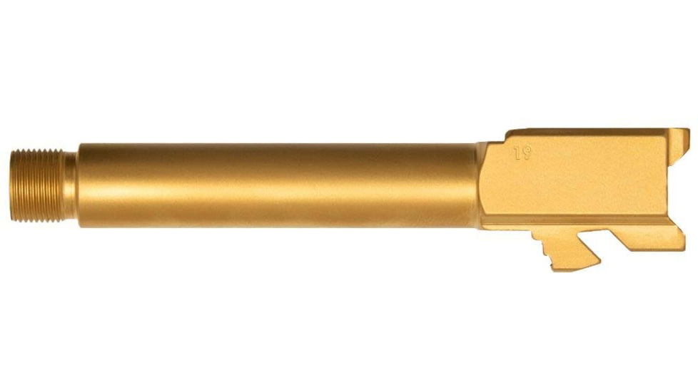 Ballistic Advantage Pistol - Barrel - Threaded, Glock 19 Gen 3-5, 9mm Luger, 1-10 Twist, 1/2x28 TPI, 416R Stainless Steel, PVD, Non-Flued, Gold, BAPSG195T1G