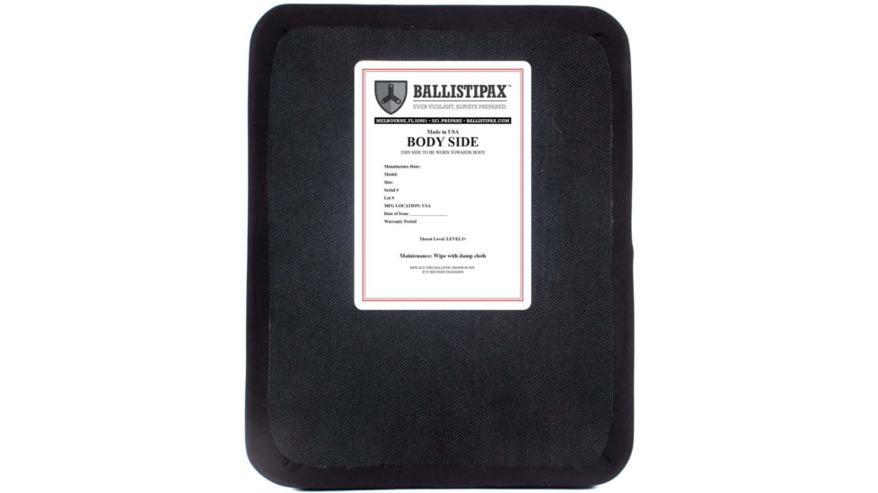 Ballistipax Armor Plate III Plus PE Rectangular, 11x14, Flat, Black, S1PER1114BKF