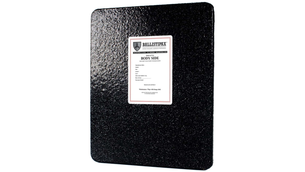 Ballistipax Armor Plate III Steel Base Coat Rectangular, 11x14, Single Curve, Black, S1STLR1114BKSC