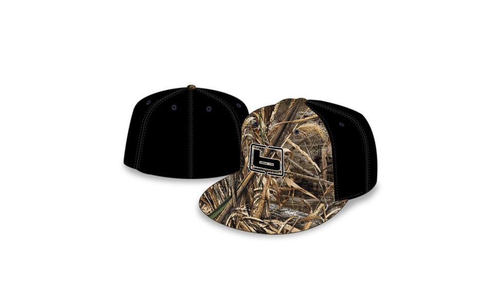 Banded Fitted Flat Bill Cap, MAX5/Black B03504