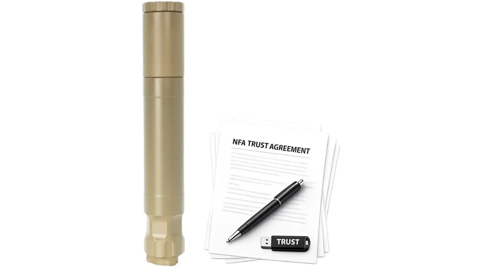 Banish .45 ACP Pistol Suppressor w/.578X28 Piston, 1.375x8.6 in, FDE, w/ NFA Trust Registration, 100000111323-KIT1