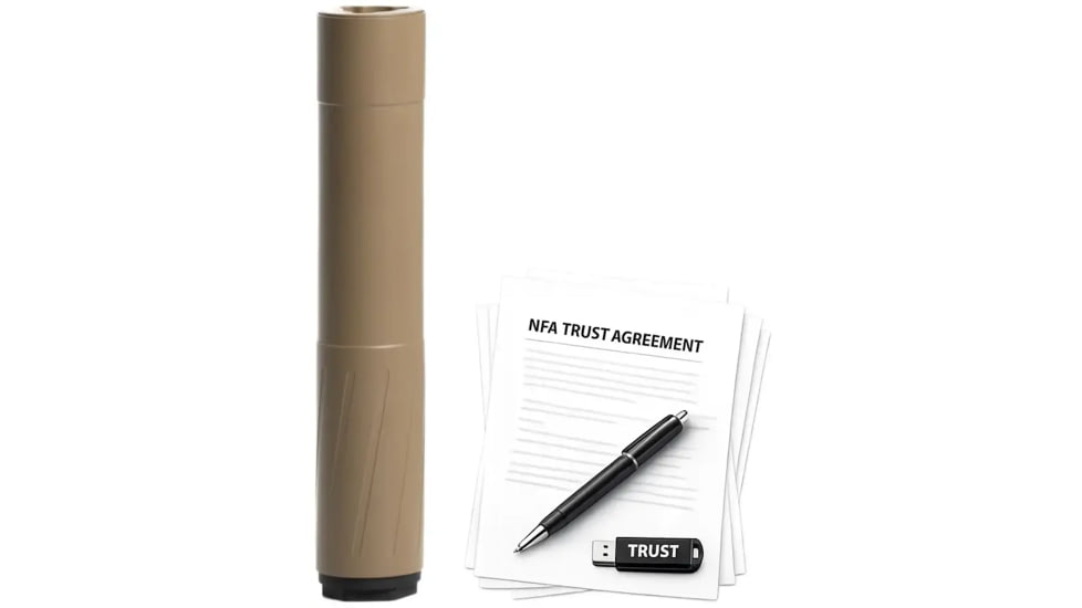 Banish HNT 30-V2 Gold TI MB .30 Caliber Suppressor, 1.593x8.2 in, FDE, w/ NFA Trust Registration, 100000111291-KIT1