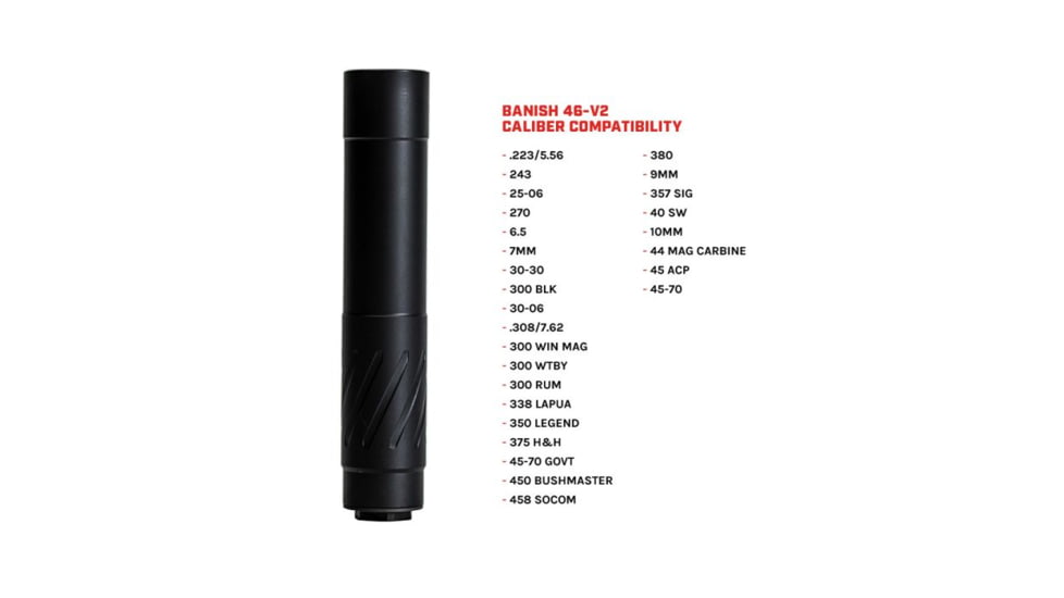 Banish HNT 46-V2 TI DTM 5.56x45mm NATO Suppressor, 5/8x24, 1.54x8 in, Black, 100000111324