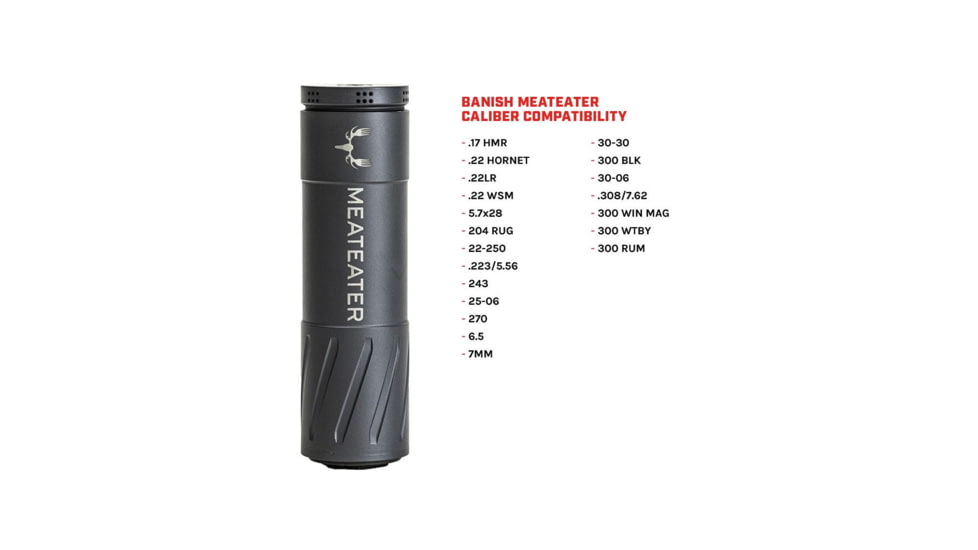 Banish HNT Meateater TI DTM .300 Remington Ultra Magnum Suppressor, 5/8x24, 1.73x5.85in, Sniper Gray, 100000111320