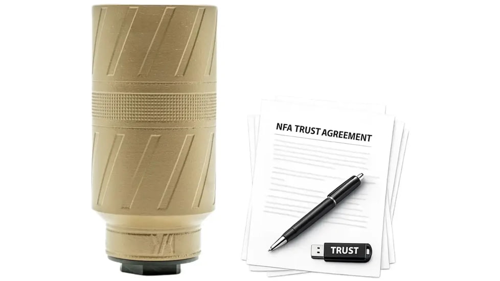 Banish TAC Speed K Inconel DTM 5.56x45mm NATO Suppressor, 2x4in, FDE, w/ NFA Trust Registration, 100000111332-KIT1