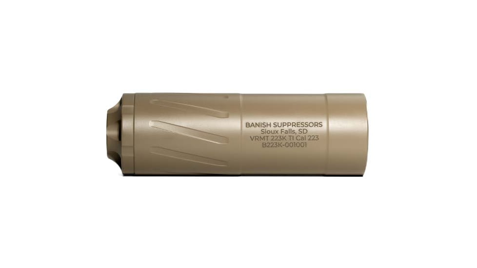Banish Varmint .223K TI .223 Remington Suppressor, 1/2x28, 2.5x6.7 in, FDE, 100000111542