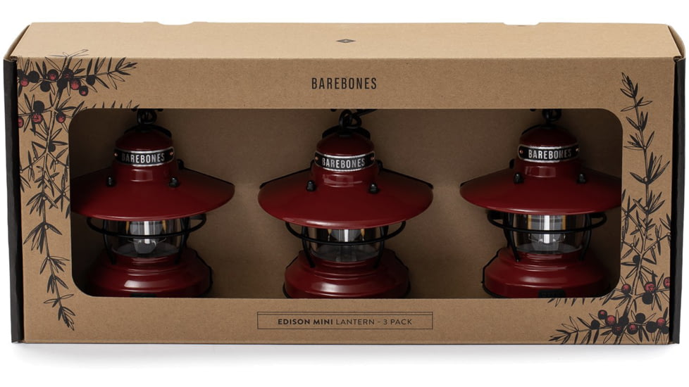 Barebones Edison Mini Lantern, 3 Pack, Red, LIV-277
