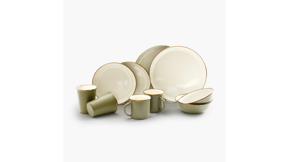 Barebones Enamelware 2-Tone Dining Collection - Olive Drab, CKW-1025