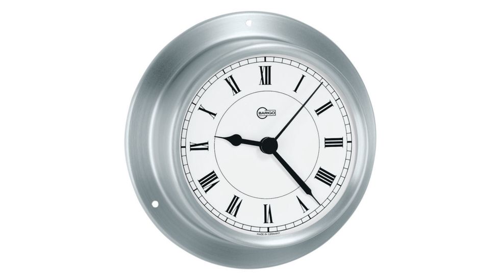 BARIGO Sky Series Quartz Ship's Clock - Brushed Stainless Steel Housing - 3.3" Dial 74560