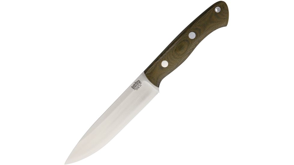 Bark River Aurora II Green Canvas Fixed Blade Knife, 5.5in, Stainless Steel, Standard Edge, Satin, Green, Canvas Micarta Handle BA06225MGC