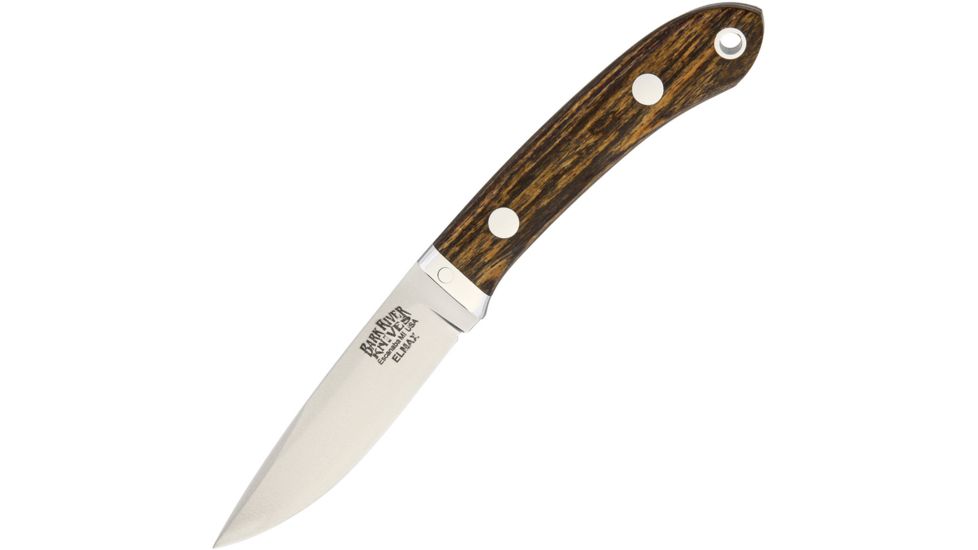Bark River Blackwater Elmax Bocote Fixed Blade Knife, 3in, Standard Edge, Satin, Brown, Bocote Wood Handle BA07045WB
