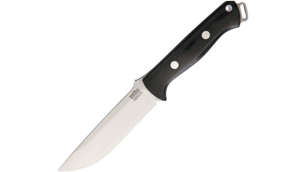 Bark River Bravo 1.25 Black Canvas Fixed Blade Knife, 5in, S35VN Steel, Standard Edge, Satin, Black, Canvas Micarta Handle BA07135MBC