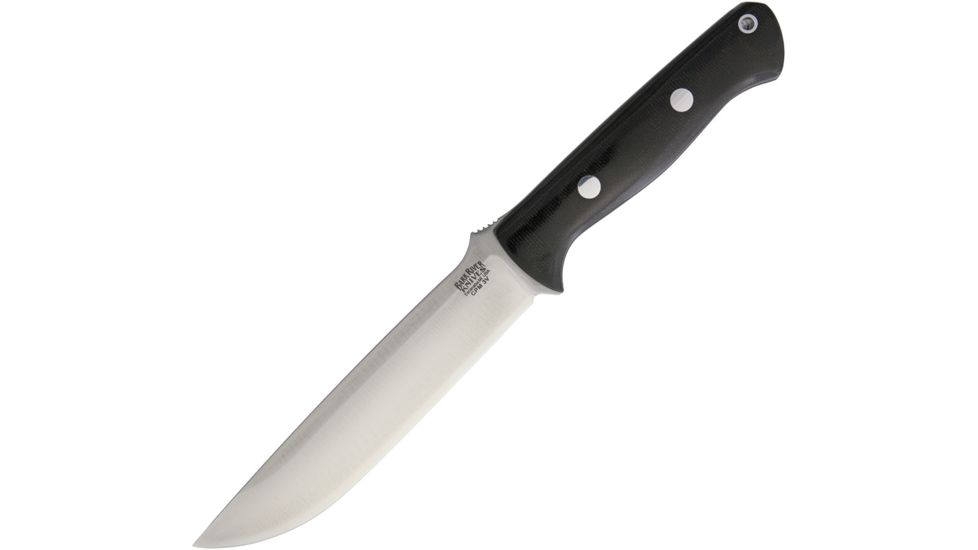 Bark River Bravo 1.5 Black Canvas Fixed Blade Knife, 6in, CPM-3V Steel, Black, Canvas Micarta Handle BA07123MBC