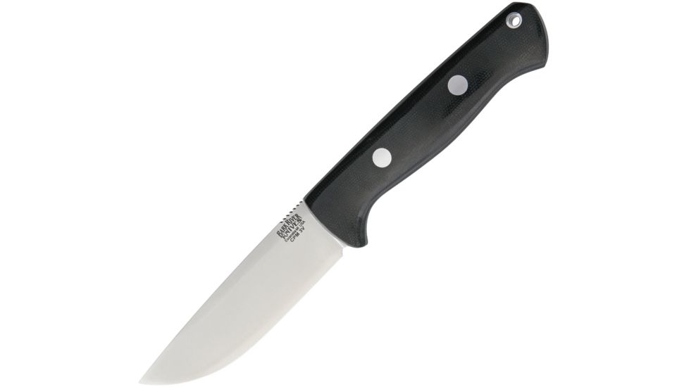 Bark River Bravo 1 LT Field Knife Black Fixed Blade Knife, 4.25in, Carbon Steel, Standard Edge, Black, Canvas Micarta Handle BA07127MBC