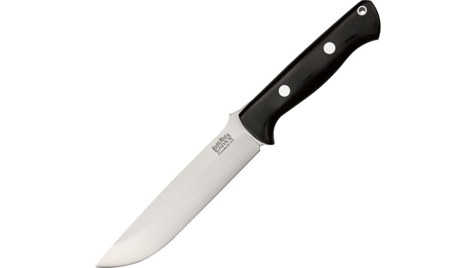 Bark River Bravo 15 Fixed Blade Knife, Steel Blade, Black Canvas Micarta Handle BA113MBC