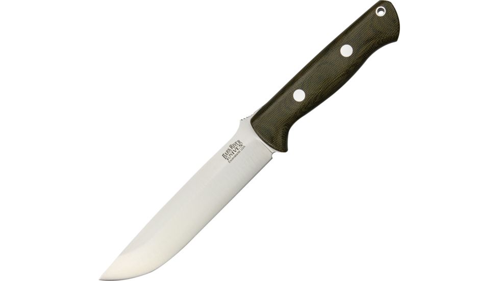 Bark River Bravo 15 Fixed Blade Knife, Steel Blade, Green Canvas Micarta Handle BA113MGC