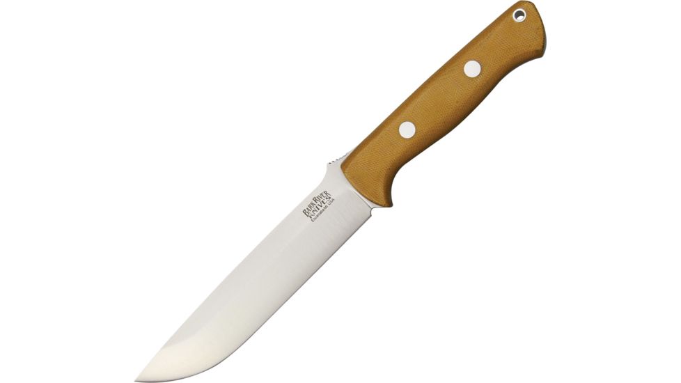 Bark River Bravo 15 Fixed Blade Knife, Steel Blade, Natural Canvas Micarta Handle BA113MNC