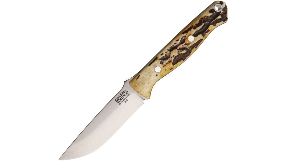 Bark River Bravo EDC Antique Stag Bone Fixed Blade Knife, 3.25in, A2 Tool Steel, Standard Edge, Antique Stag Bone Handle BA007BAS