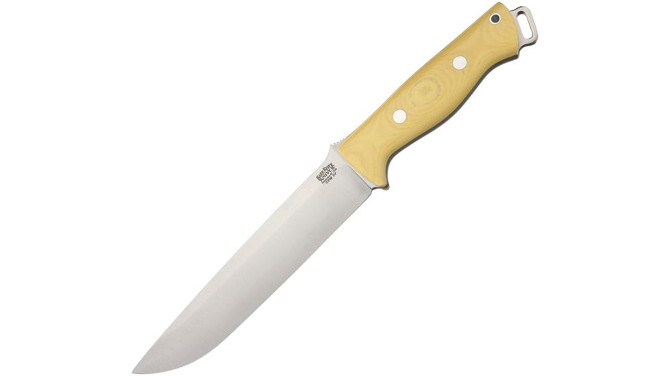 Bark River Bravo II 3V Antique Ivory Fixed Blade Knife, 7in, CPM-3V Steel, Standard Edge, Brushed, Antique Ivory, Micarta Handle BA07221MAI