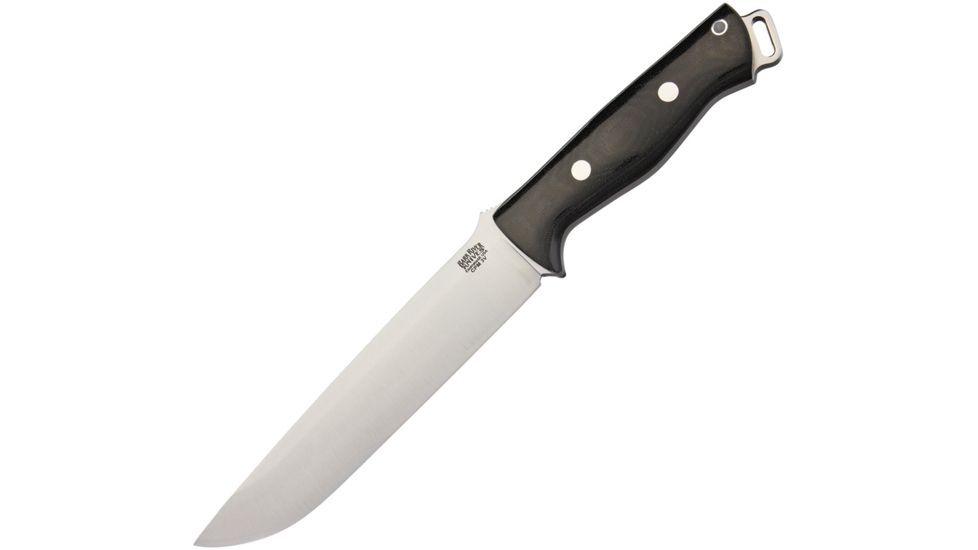 Bark River Bravo II 3V Black Canvas Fixed Blade Knife, 7in, CPM-3V Steel, Standard Edge, Brushed, Black, Canvas Micarta Handle BA07221MBC
