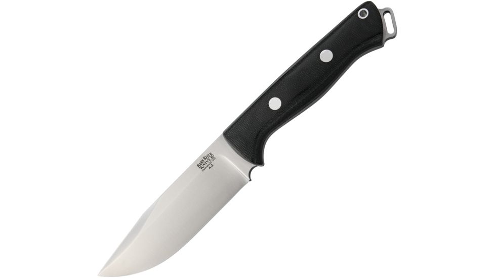 Bark River Bravo Squad Leader Black Fixed Blade Knife, 3.625in, A2 Tool Steel, Drop Point, Black, Canvas Micarta Handle BA116MBC