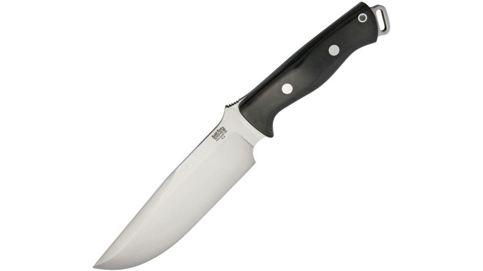 Bark River Bravo Survivor Black Canvas Fixed Blade Knife, 7.125in, A2 Tool Steel, Black, Canvas Micarta Handle BA07116MBC