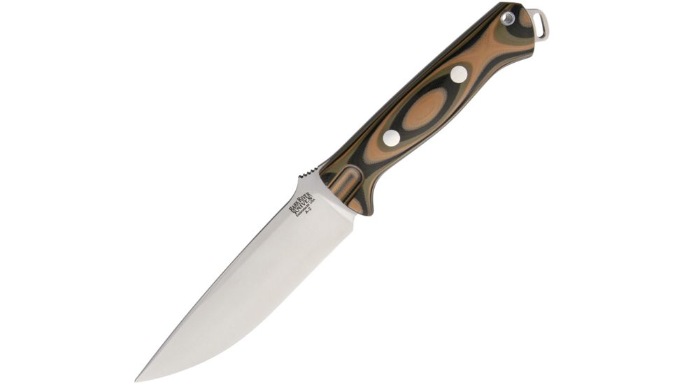 Bark River Bravo Vortex Fixed Blade Knife, 5.25in, A2 Tool Steel, Drop Point, Camo, Micarta Handle BA07117MSC