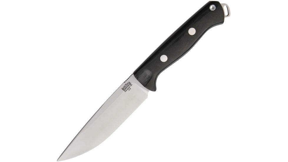 Bark River Bravo Vortex Rampless Black Fixed Blade Knife, 5.25in, A2 Tool Steel, Drop Point, Black, Canvas Micarta Handle BA07117RMBC