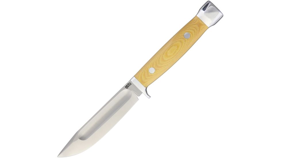 Bark River Canoe Antique Ivory Fixed Blade Knife, 4.5in, A2 Tool Steel, Standard Edge, Satin, Antique Ivory, Micarta Handle BA10110MAI