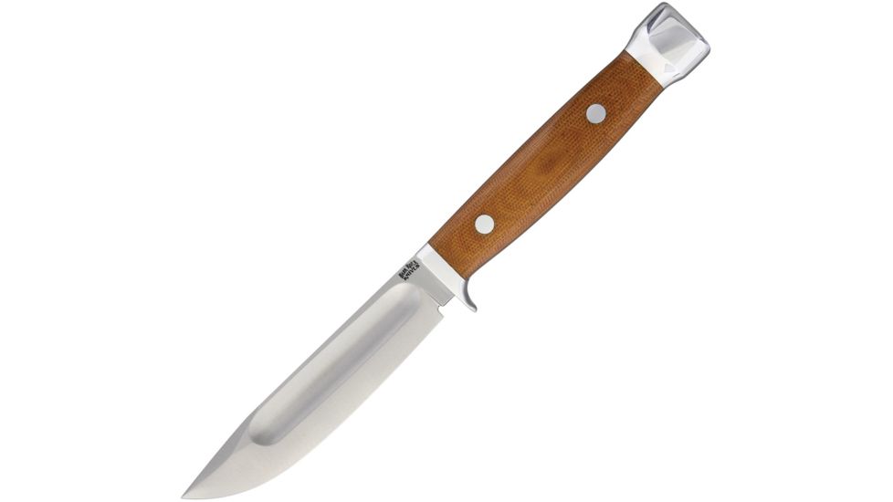 Bark River Canoe Natural Canvas Fixed Blade Knife, 4.5in, A2 Tool Steel, Standard Edge, Satin, Natural, Canvas Micarta Handle BA10110MNC